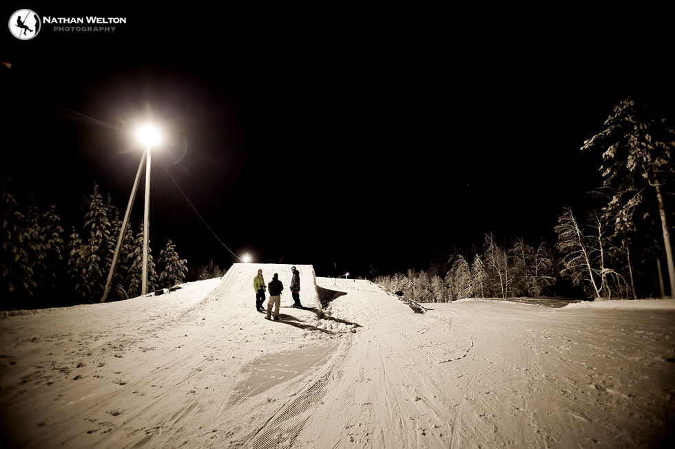 talking at a ski jump